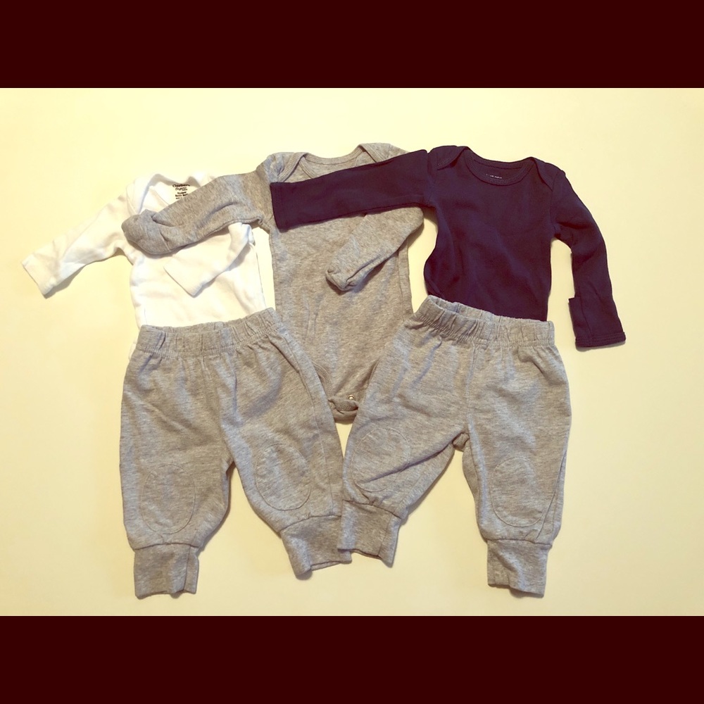 NB twin boys gray pants set